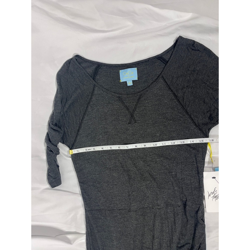 NWT CeCe Cynthia Steffe Charcoal Gray Ruched Bodycon Midi Dress Large - Picture 7 of 8